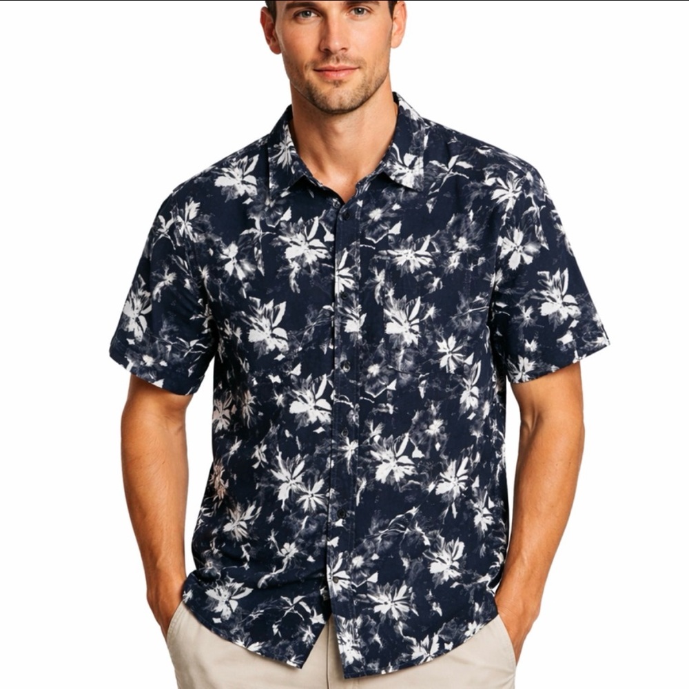 HUF Men’s Hawaiian Shirt Large Dark Navy